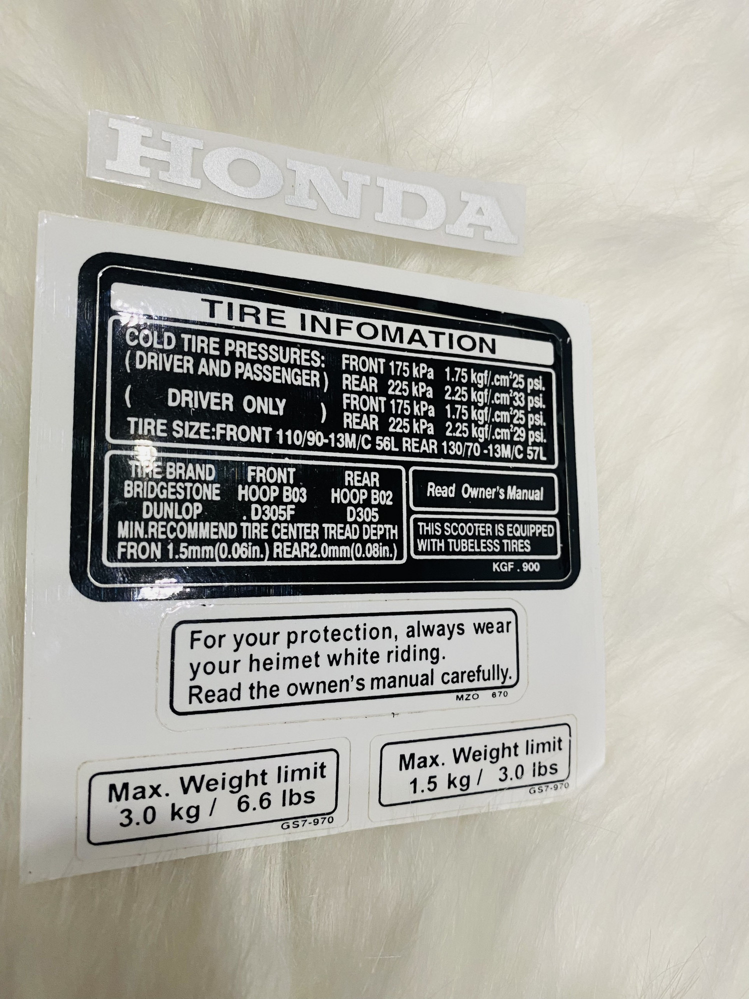 Bộ tem thông số Honda SH chuẩn zin đẹp sắc nét