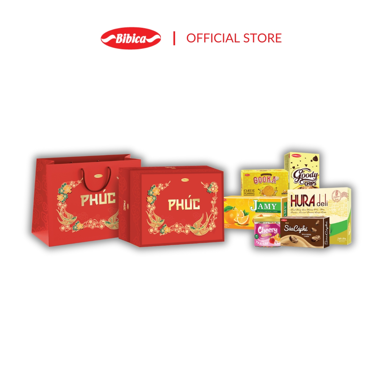 Hộp Quà Cao Cấp Phúc Bibica Phúc Hội Xuân, Phúc Én Vàng, Phúc Vinh Hoa (TET)
