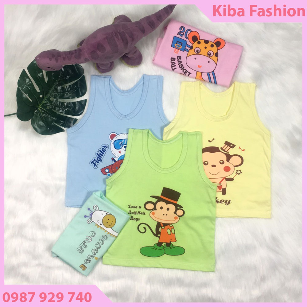 Set 5 Áo ba lỗ chất liệu 100% cotton thoáng mát cho bé trai từ 4-18kg - 5ABL - ( ảnh thật) KIBA.shop ( quần áo mùa hè cho bé quần áo bé trai)
