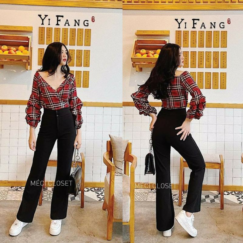 Quần ống loe lưng cao