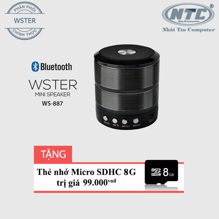 Loa Bluetooth Wster WS-887 hỗ trợ USB/thẻ nhớ/FM/AUX (Đen) + Tặng 1 thẻ nhớ 8GB - Nhất Tín Computer
