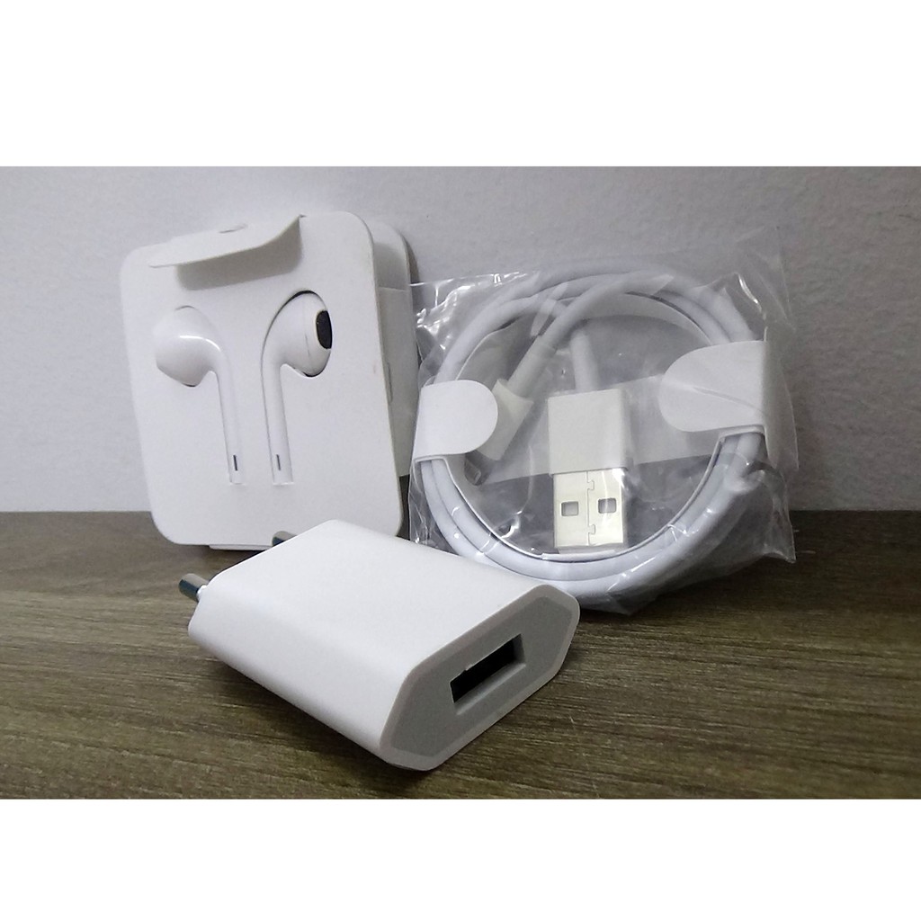 [ TẶNG TAI NGHE ] Combo Củ Dẹt + Cáp Sạc Cho Iphone 5/6/7/8, Sạc 5V 1A