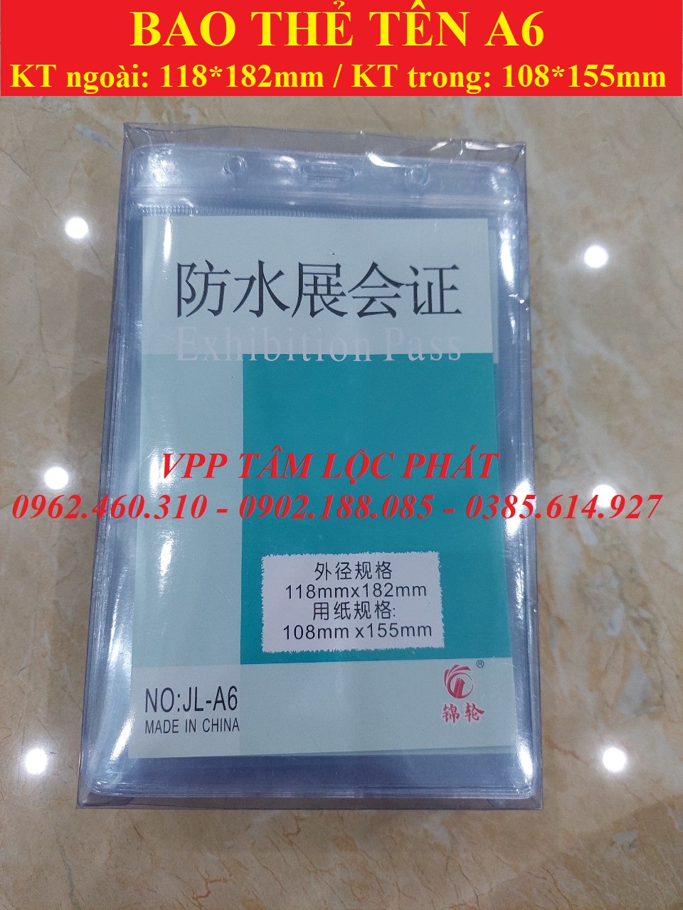 Sỉ 50 bao thẻ tên a6, dọc, kt 118*182mm - thẻ đeo nhân viên