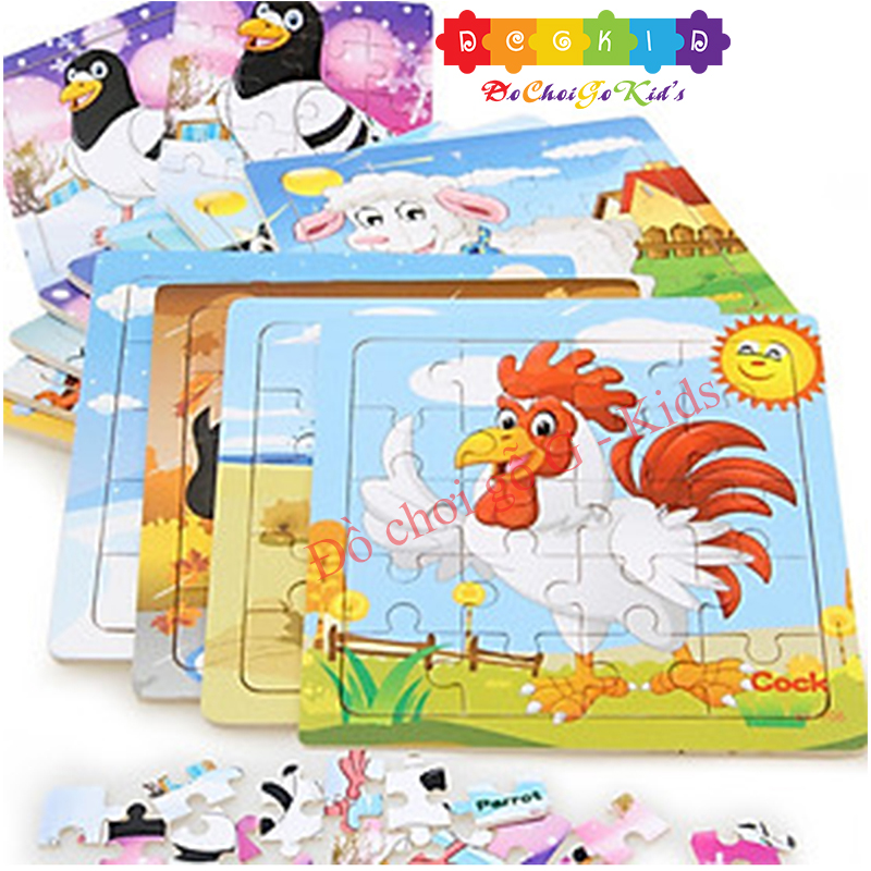 Đồ chơi trí tuệ bằng gỗ - Combo 5 Tranh Ghép 20 miếng ghép