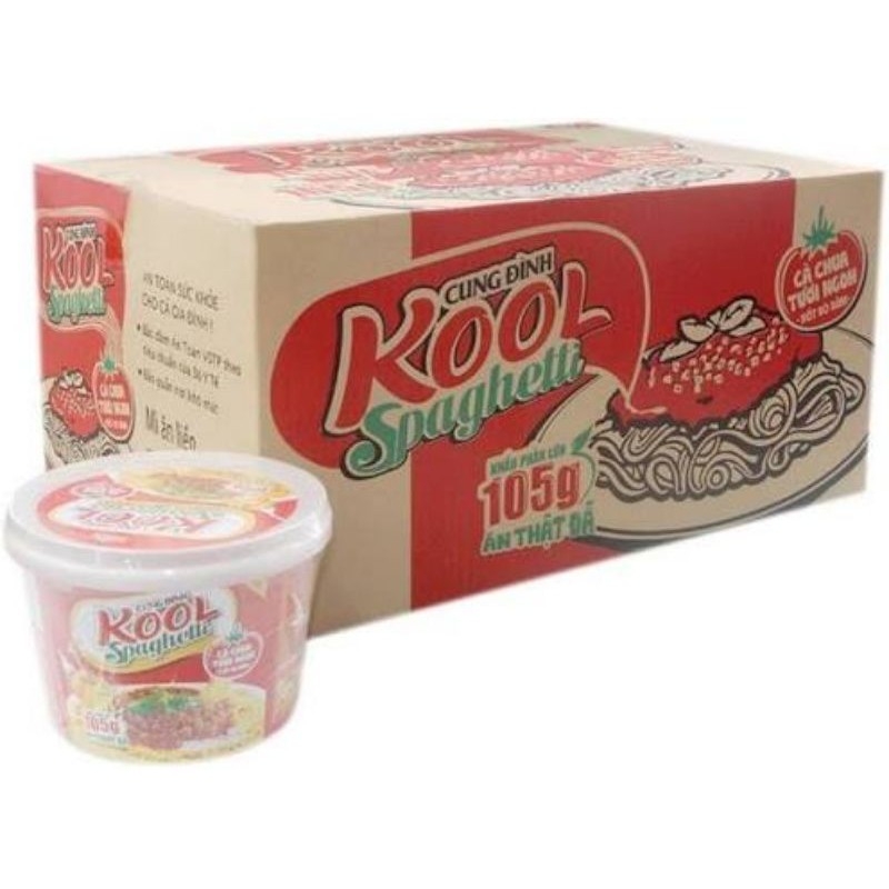 Combo 6 tô Mì trộn Cung Đình Kool Spaghetti tô 105g (có gói xốt bò bằm)