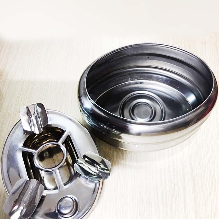 Gạt Tàn Thuốc Inox Nút Bấm Đóng Mở 2 ngăn