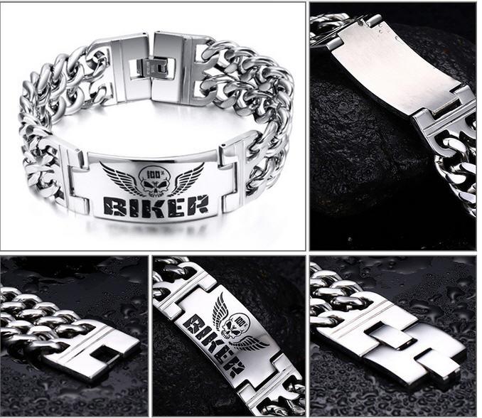 Lắc tay Nam Biker inox cao cấp
