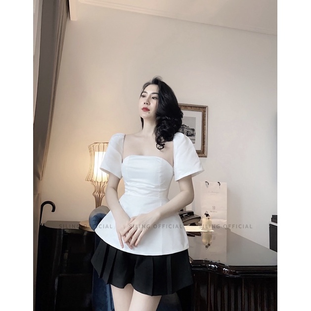 [Mã LAZFASHION42 - giảm 15% đơn từ 349k] Áo Chít Eo Tay Phồng- HONEY TOP