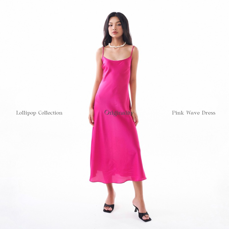 ORIGINALITY - ĐẦM DÀI HAI DÂY VẢI LỤA - PINK WAVE DRESS