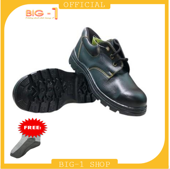 Giầy Bảo Hộ Lao Động Mũi Thép Đế Chịu Dầu - Tặng 01 Đôi Tất Nam