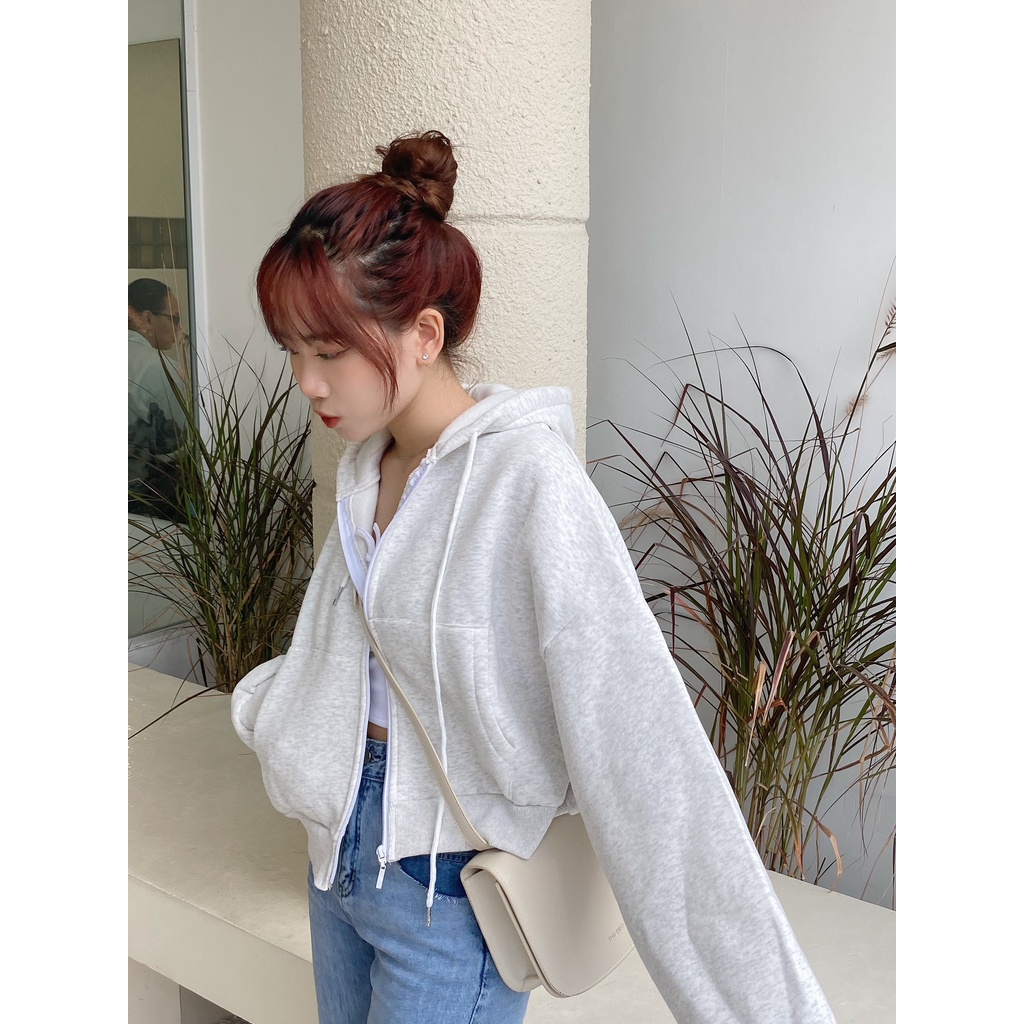 Áo hoodie zip croptop LOLLIE STUDIO TKA353