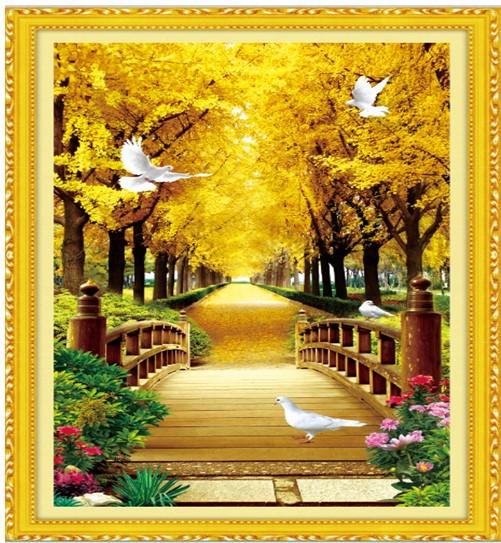 [HCM]Tranh thêu chữ thập CHỈ LỤA BÓNG-THÊU KÍN