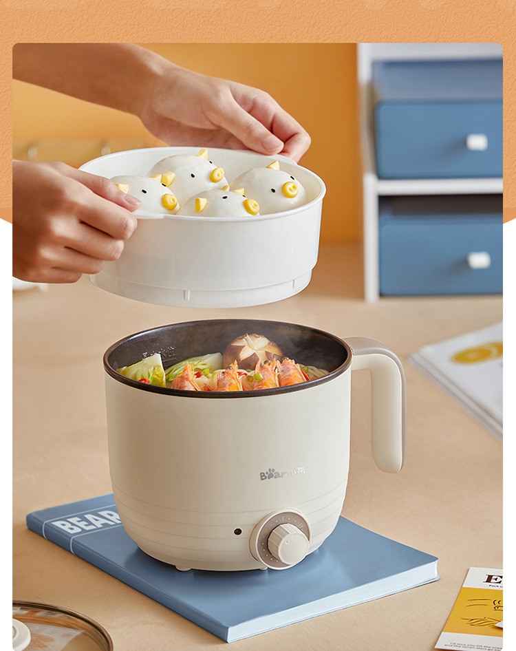 Nồi Lẩu điện mini, Nồi Lẩu điện đa năng 2 ngăn. Dung tích 1,2L Thương Hiệu Bear. Tặng kèm Muỗng và Khăn Lau đa Năng. Hàng chất lượng cao cấp, Kiểu dáng dễ thương như của lock lock, Happy Call, Supor và Sunhouse - LUTIMART