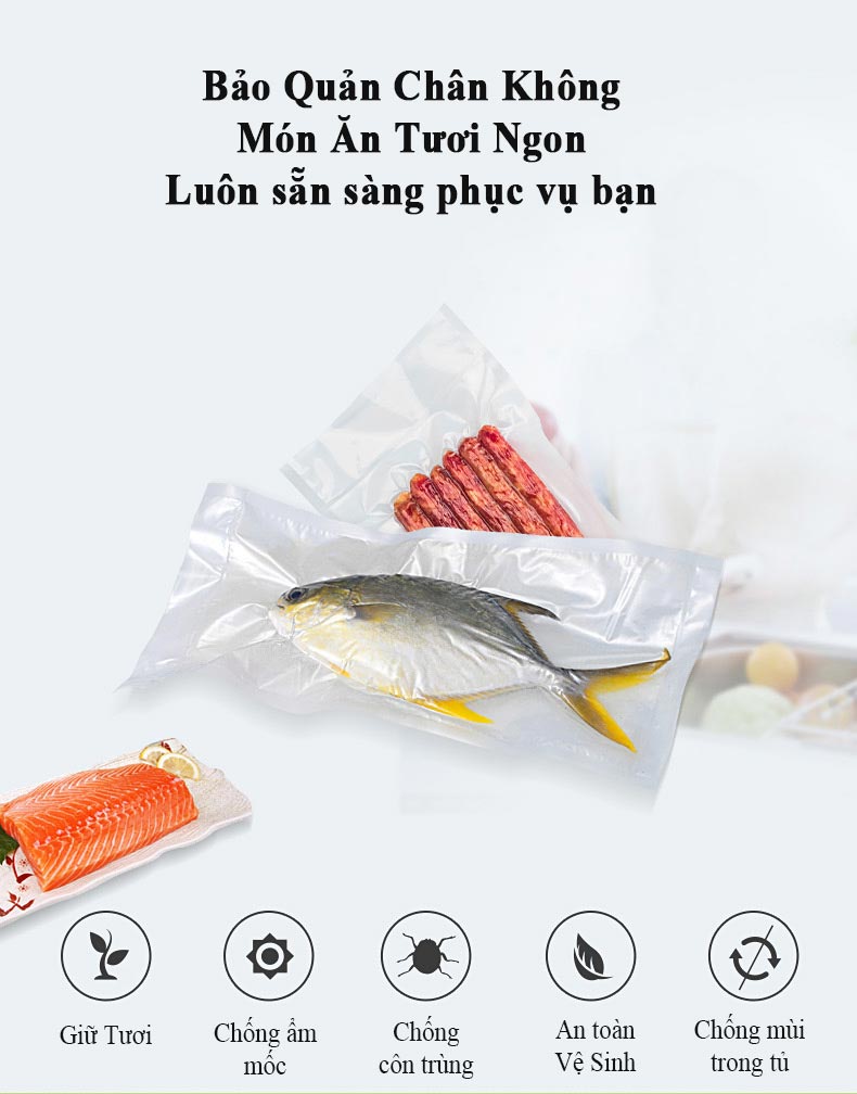 túi hút chân không 1 mặt nhám 17x500cm