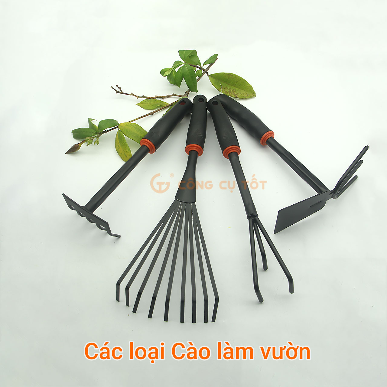 Cuốc - cào xới đất 2 đầu mini cán cao su 28cm