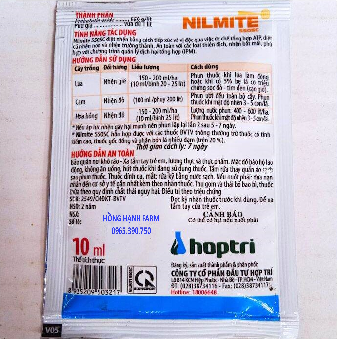 Trừ Nhện đỏ NILMITE 550SC gói 10ml - CHUYÊN Nhện kháng thuốc