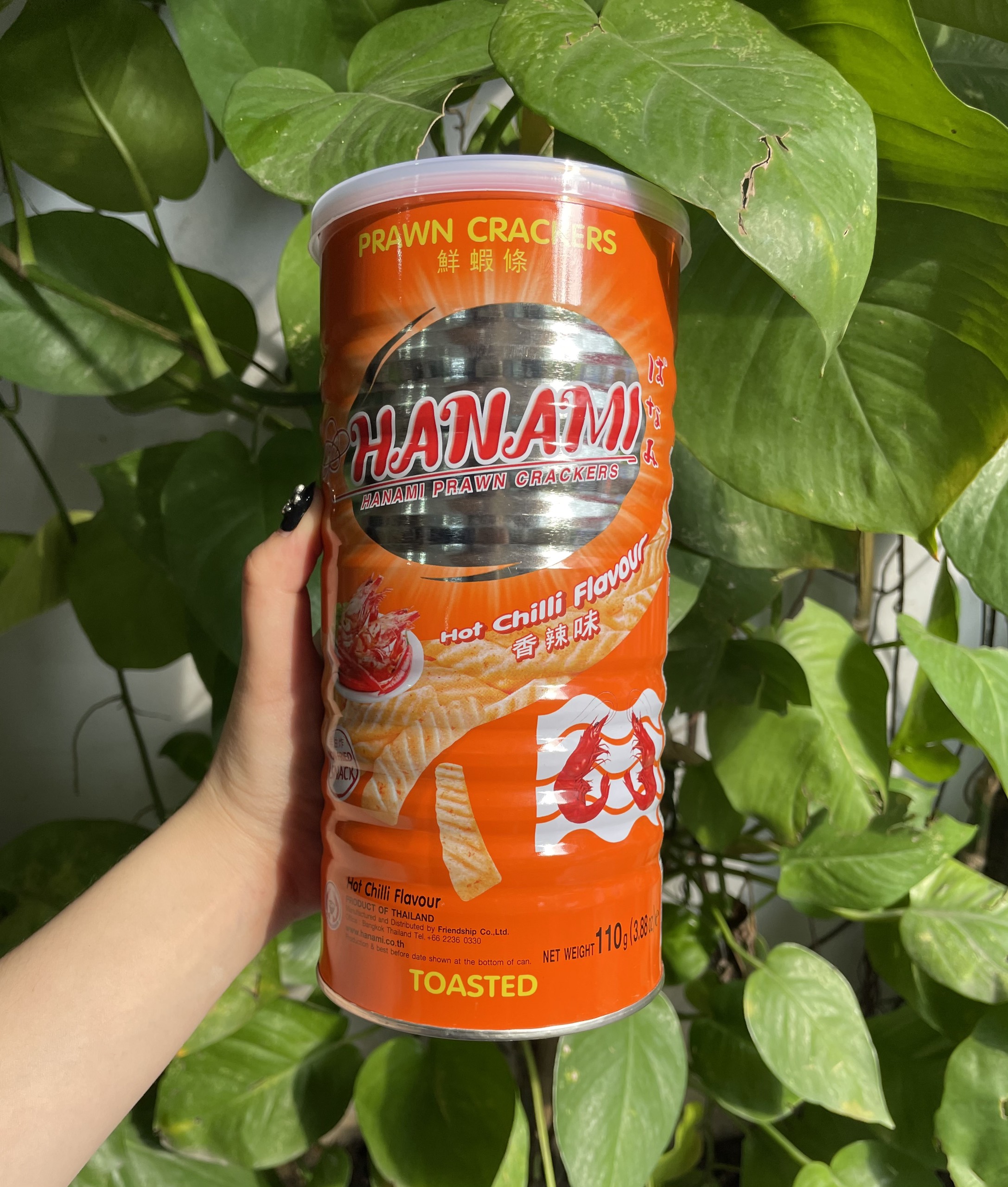 Snack Tôm Hanami Thái Lan Vị Ớt Hanami Prawn Crackers (Lon 110g-cam)