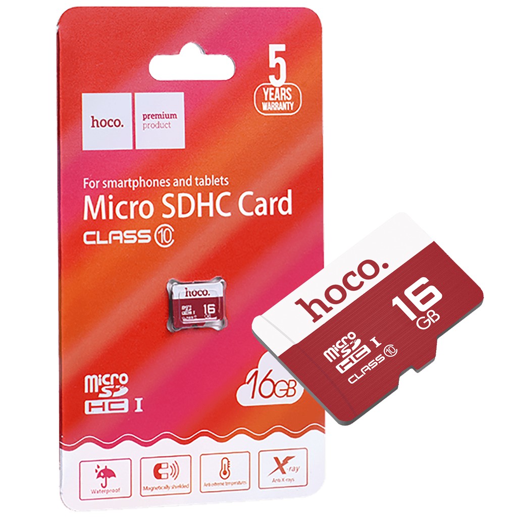 Thẻ nhớ micro sdhc 16gb hoco class 10 85mb/s chống nước - bh 5 năm