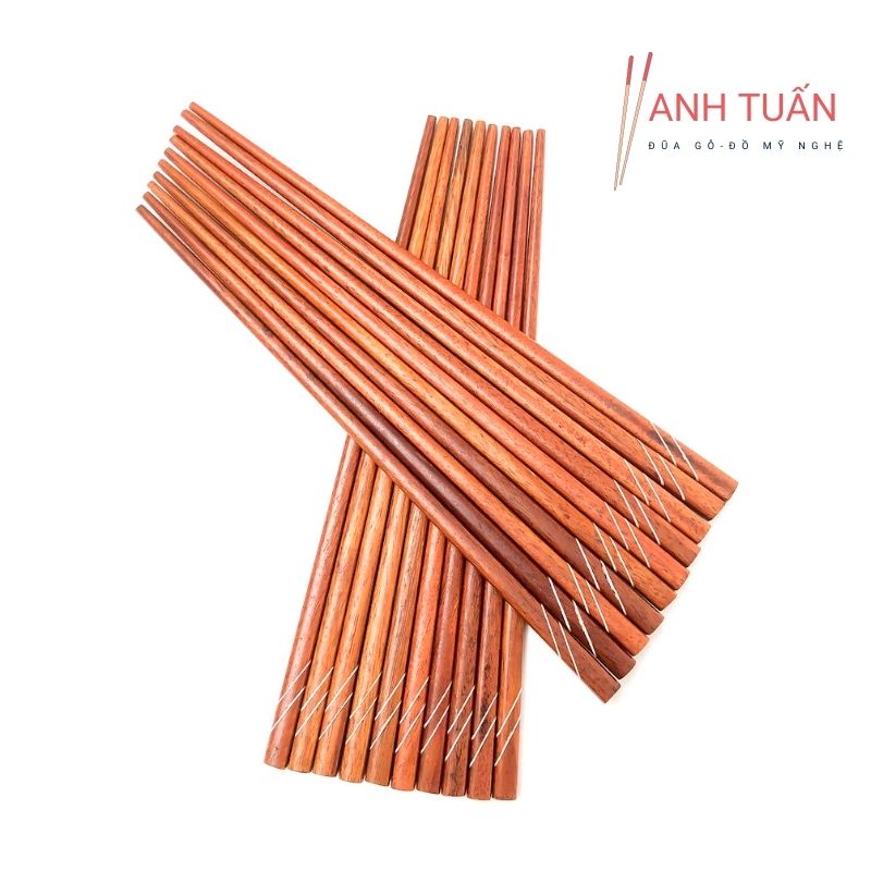 [Giá sỉ] Bộ 30 đôi đũa KHẢM đũa gỗ ăn cơm cao cấp đũa gỗ CẨM HỒNG, đũa đẹp tự nhiên không hoá chất, không cong vênh, chống mốc, kháng khuẩn