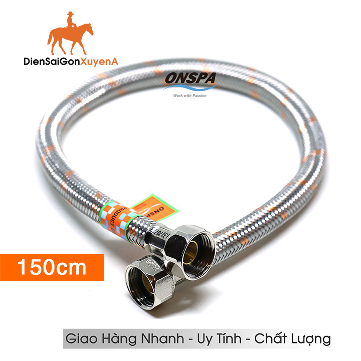 Dây cấp nước cao cấp 1.5 mét - dây dẫn nước 150cm inox 304 onspa - điện sài gòn xuyên á