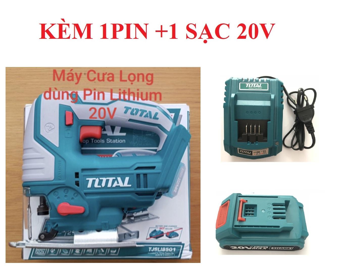 20V Máy cưa lọng dùng pin Total TJSLI8501 (GỒM 1 PIN VÀ 1 SẠC 20V)