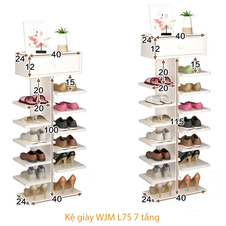 Kệ giày gỗ 7 tầng có ngăn kéo