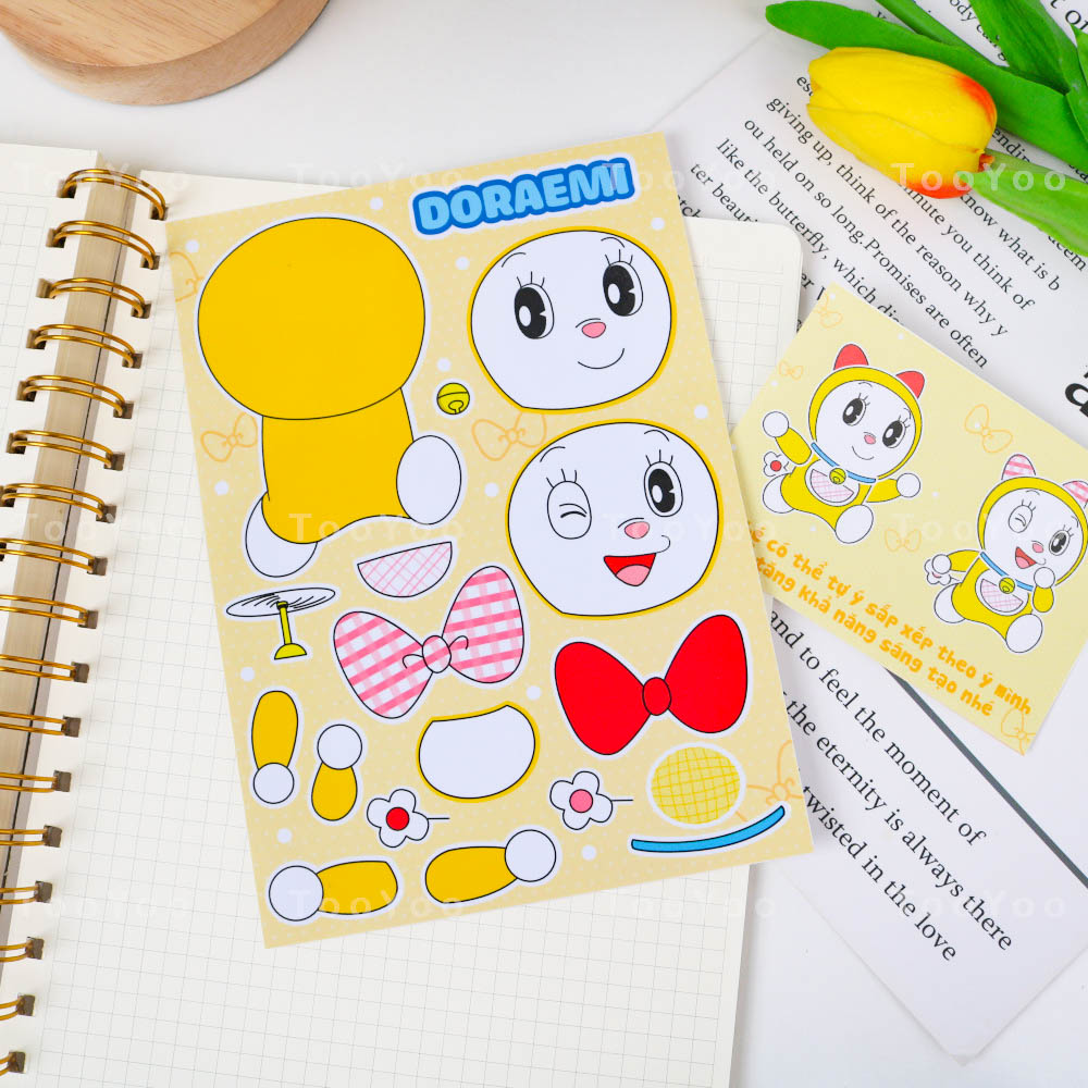 Tấm sticker ráp hình Doraemon và bạn bè dễ thương cute TooYoo BK00267
