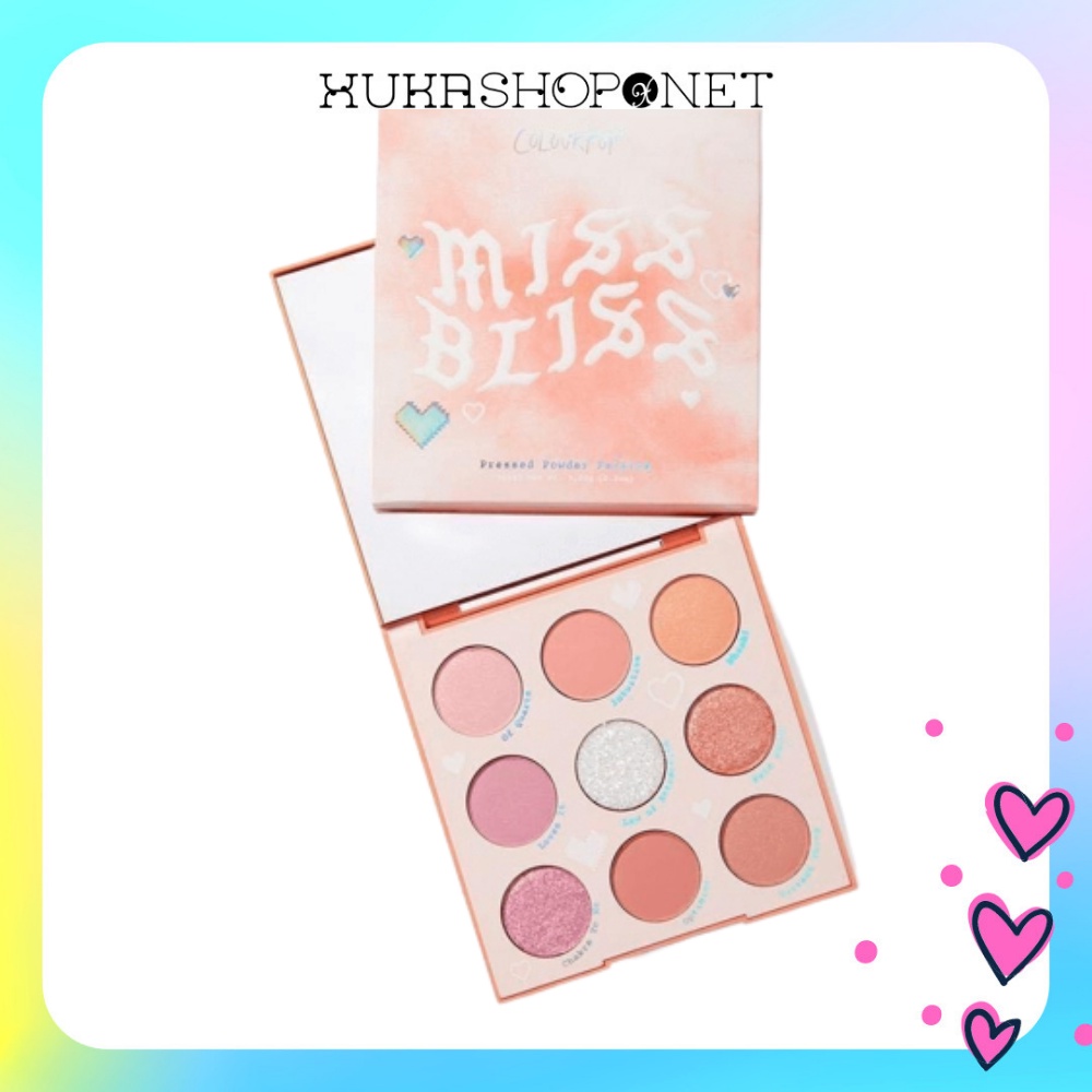 Bảng Phấn Mắt Colourpop Miss Bliss 9 ô Màu Chống Thấm Nước Lâu Trôi