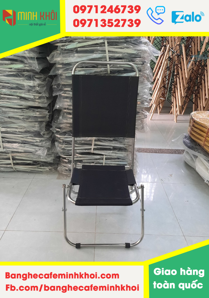 Ghế xếp cafe, ghế xếp inox LƯNG CAO giá rẻ