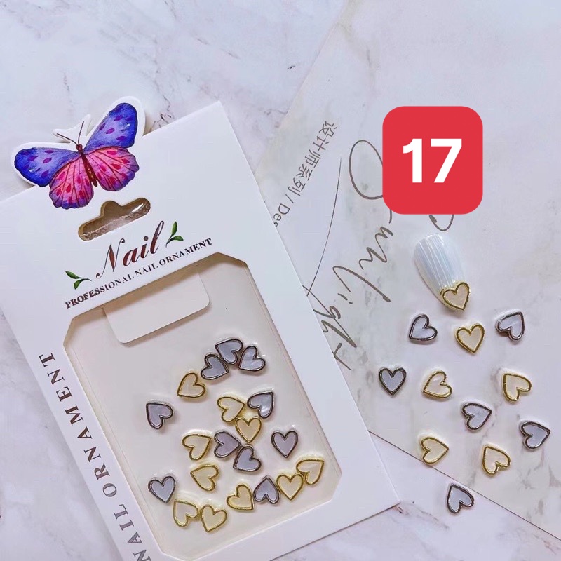 Set tim trang trí móng, Charm tim trang trí móng 17