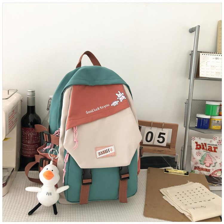 Balo Guofei vải chống thấm phối màu tặng móc khóa vịt bông siêu xinh