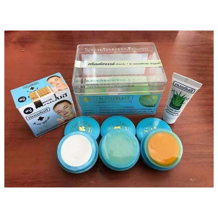 bộ kem xanh da trời xóa mụn