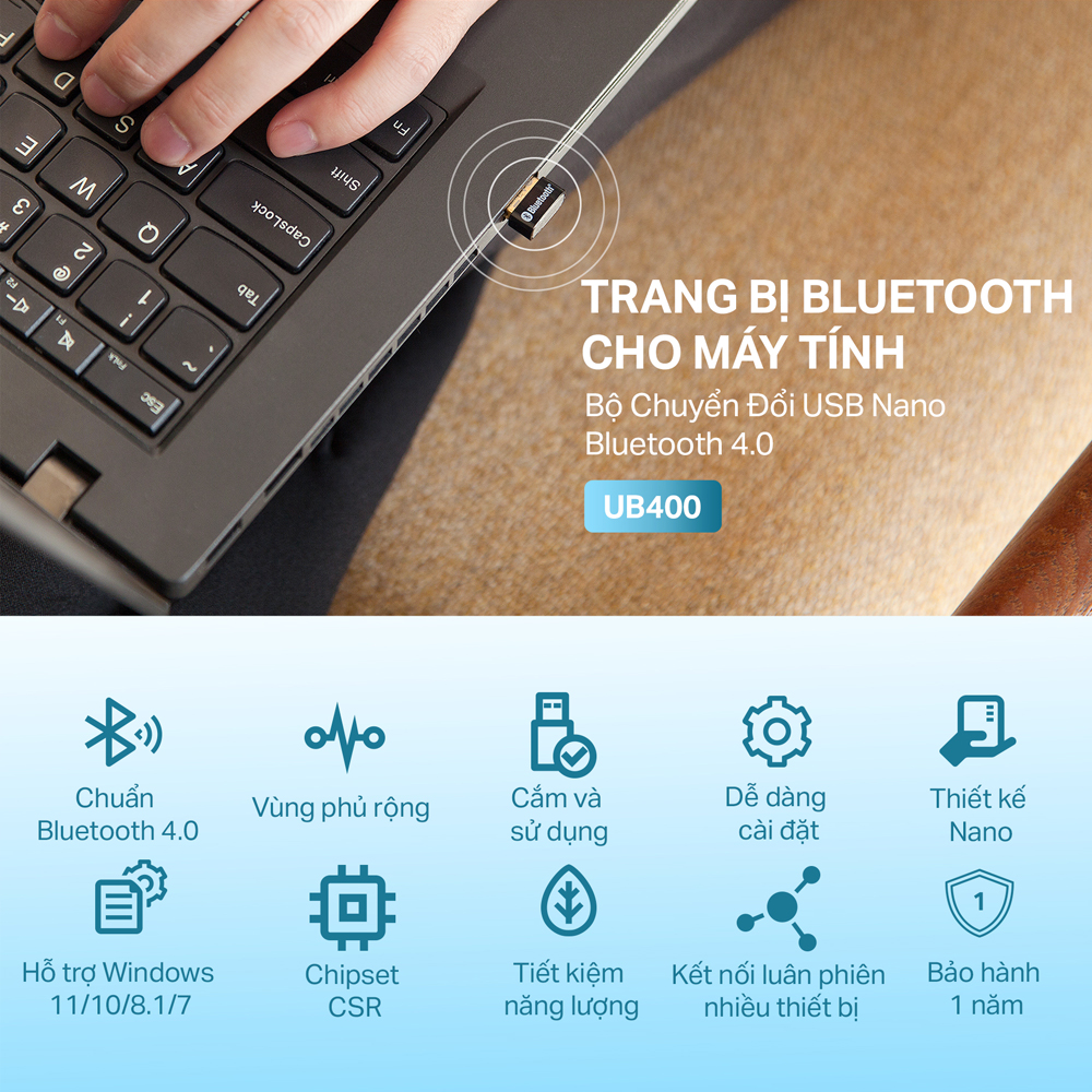 Bộ Chuyển Đổi Bluetooth TP-Link UB400 USB Nano Bluetooth 4.0 - Hãng phân phối chính thức