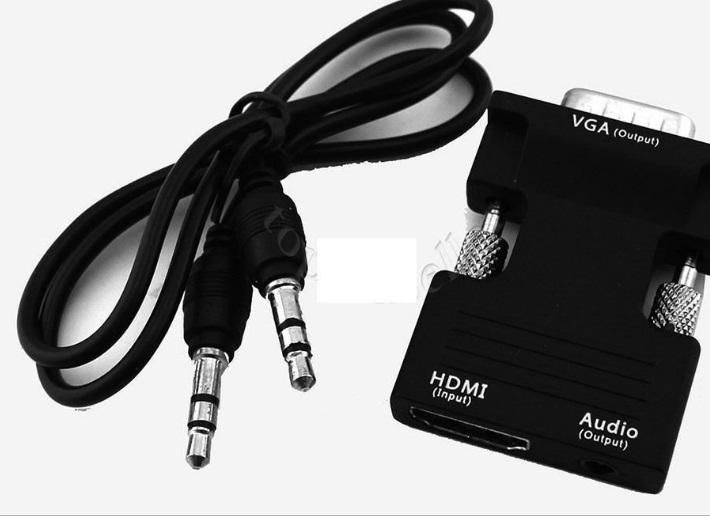 Đầu chuyển đổi tín hiệu từ HDMI sang VGA có âm thanh, thiết bị truyền tín hiệu từ máy tính bàn,laptop,ra tivi,máy chiếu,màn hình máy tính,Đầu chuyển HDMI sang VGAcao cấp có hỗ trợ âm thanh