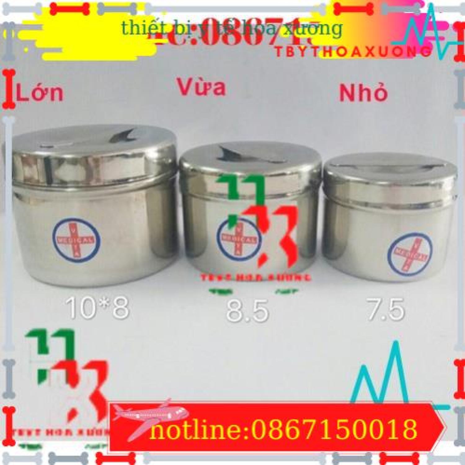 Hũ Đựng Bông Cồn Y Tế- Inox 304