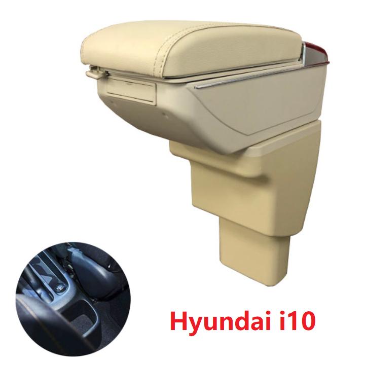 Hộp tỳ tay ô tô, xe hơi dùng cho xe Hyundai i10 tích hợp 7 cổng USB ( Màu kem)