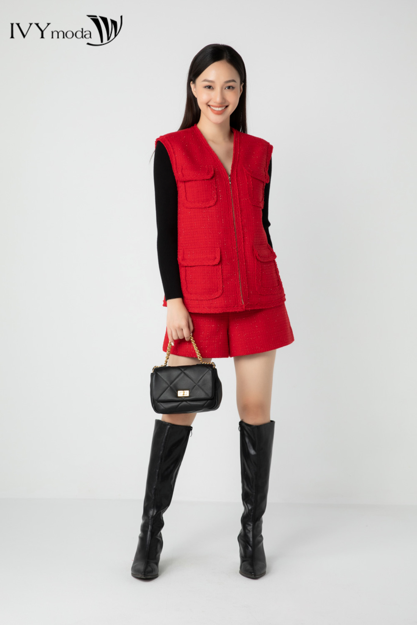 Áo gile nữ dạ Tweed IVY moda MS 76T0093