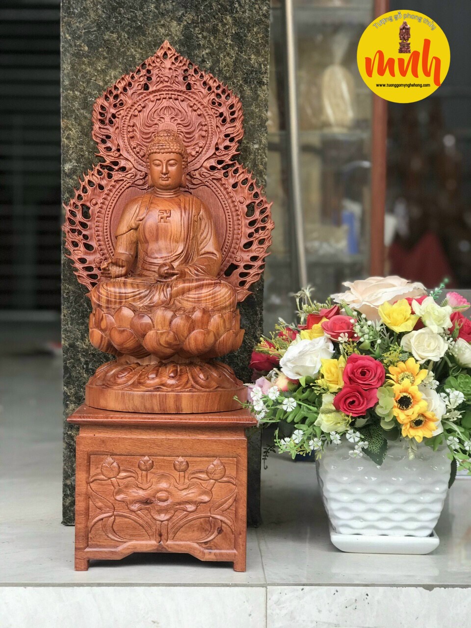 Bộ Tượng Gỗ Điêu Khắc Thất Phật Dược Sư