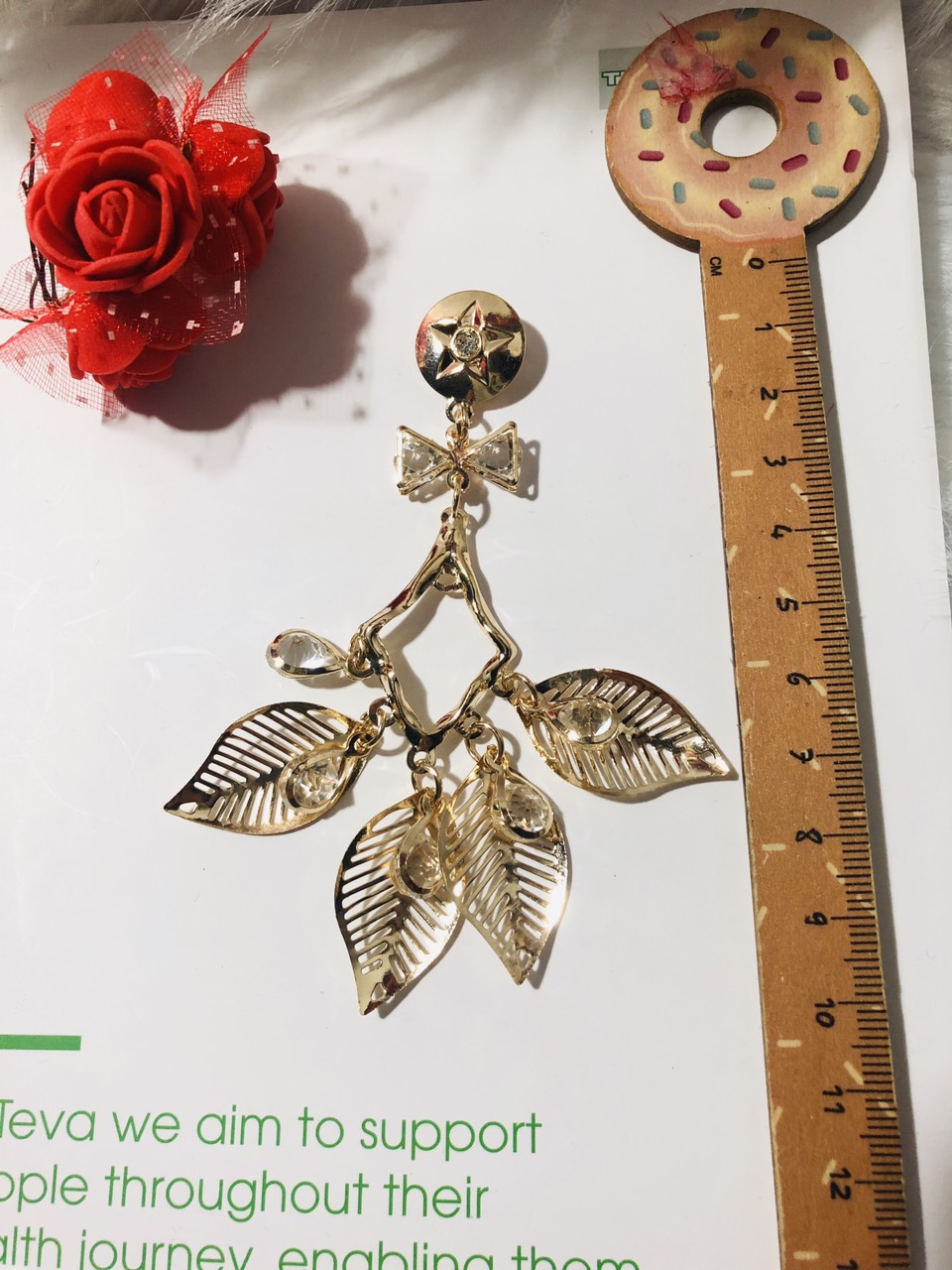 [HCM]Cài áo lá đính đá. Dài 9cm