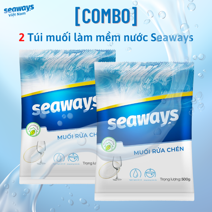 Combo 2 túi muối rửa chén bát Seaways dành cho mọi máy rửa chén túi 500gr