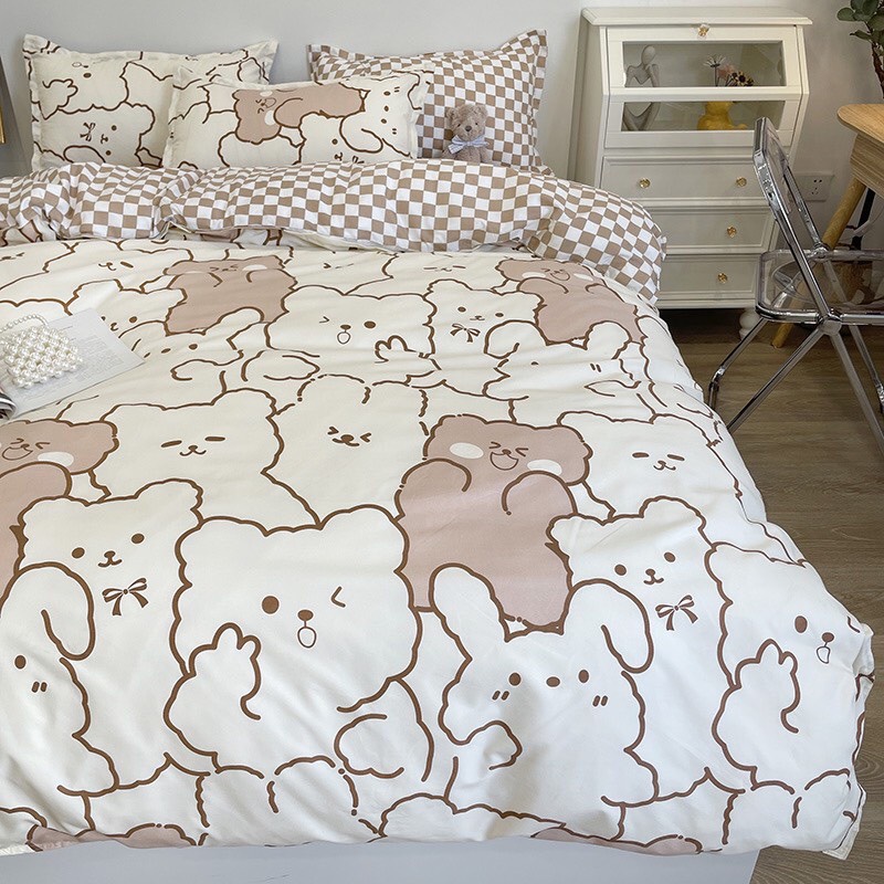 Chăn ga gối cotton poly - Mẫu gấu baby