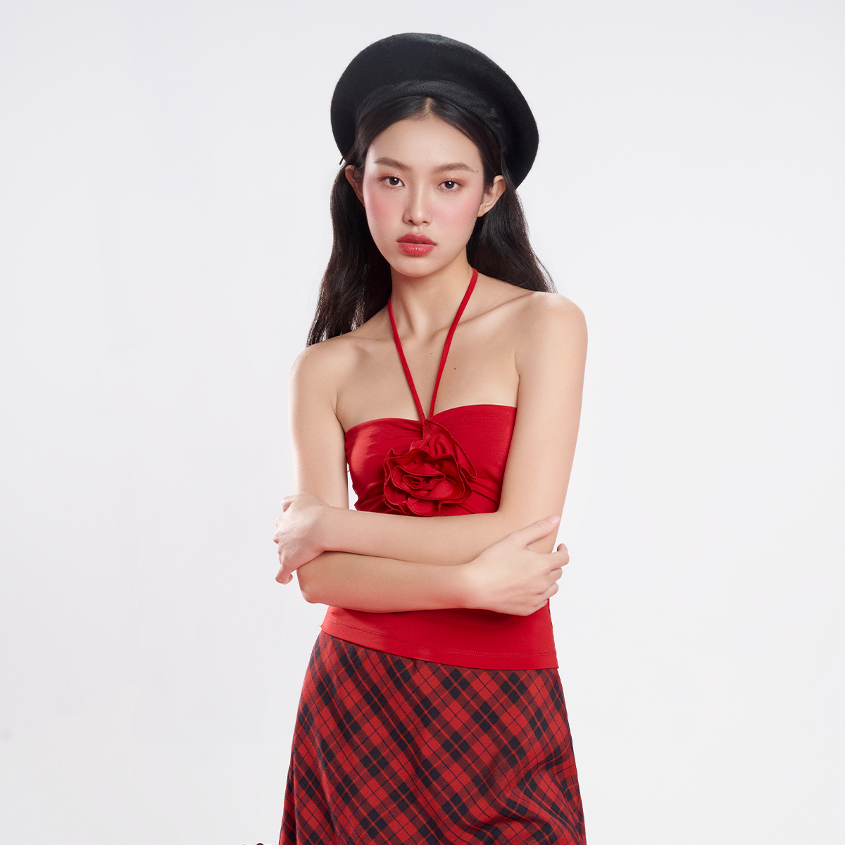 DOTTIE - Áo ống cột dây đính hoa - T0867