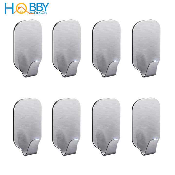 Combo 8 móc treo đồ inox 304 dán tường tiện dụng Hobby home decor 3055