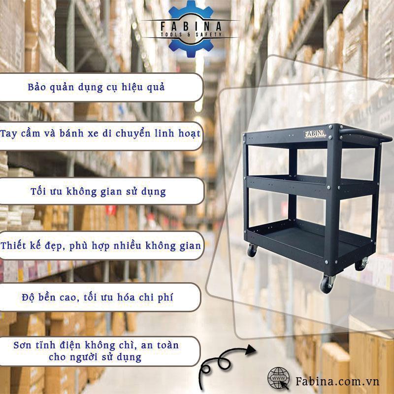 Xe đẩy 3 tầng màu đen FABINA