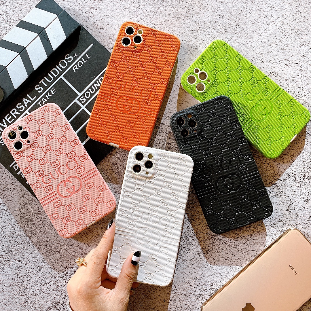 [ IPHONE ] Ốp Lưng Da Dập Nổi Full Viền Bảo Vệ Camera Gucci
