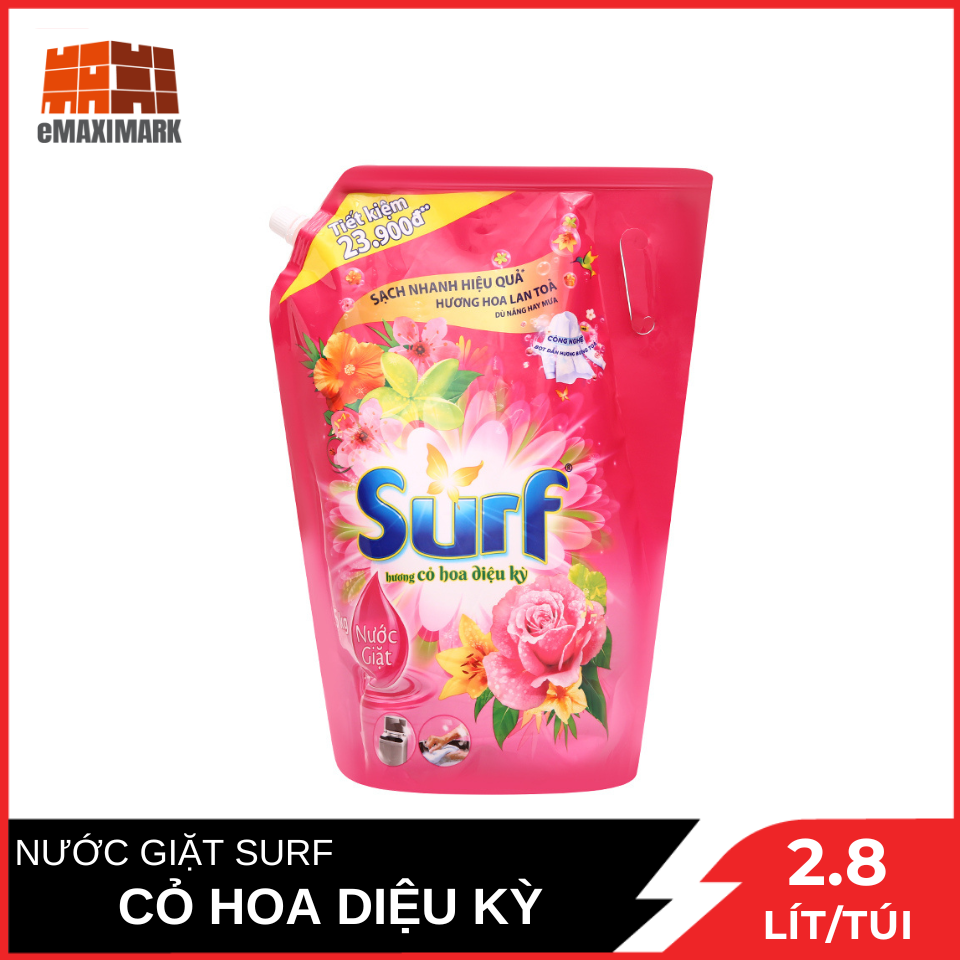 [HCM ship 2h] Nước Giặt Surf Hồng Hương Cỏ Hoa Diệu Kỳ Túi 2.8L