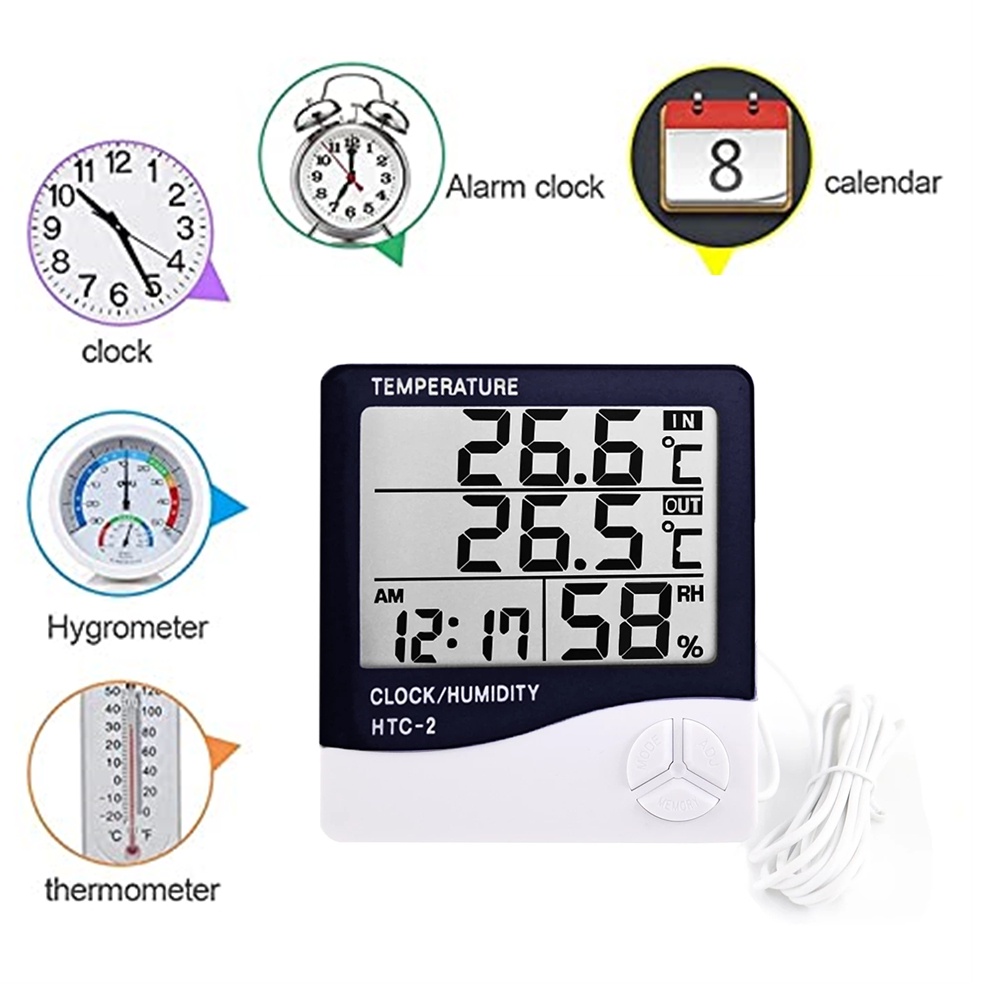 SALE Đồng hồ điện tử đo độ ẩm và nhiệt độ Htc-1 Htc-2 chất lượng cao
