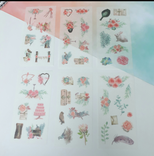 [HCM]Bộ 6 Tấm Sticker Bữa Tiệc Hoa Hồng