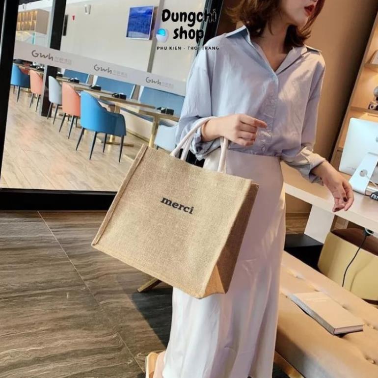 Túi cói  phong cách Vintage, túi du lịch size lớn