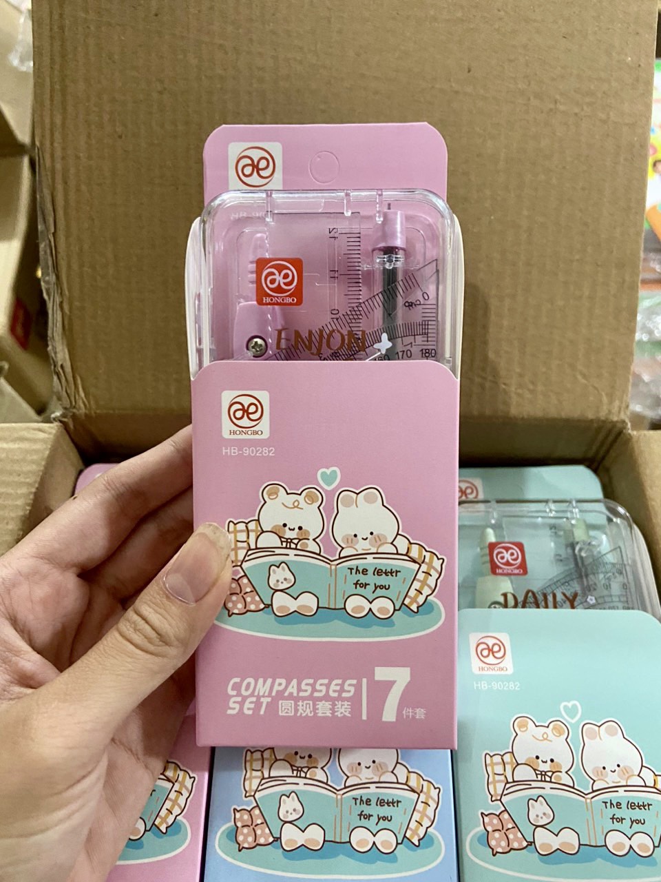 Bộ thước kẻ compa, thước kẻ, eke tẩy, ngòi chì CP241